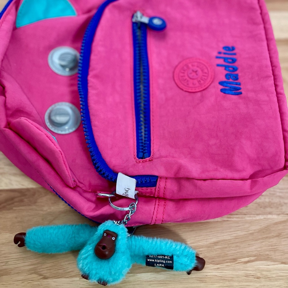 Kipling Hydrangea Pink Spark rare kids backpack BP4392 with Maddie embroidered. - Picture 2 of 7